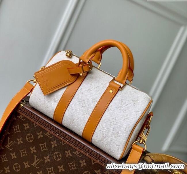 Buy Discount Louis Vuitton Keepall Bandouliere 25 Bag in Monogram Heritage Canvas M15076 Off-White 2025
