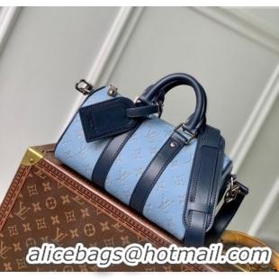 Top Quality Louis Vuitton Keepall Bandoulière 25 Bag in Monogram Heritage Canvas M14681 Blue 2025