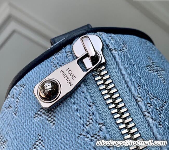 Top Quality Louis Vuitton Keepall Bandoulière 25 Bag in Monogram Heritage Canvas M14681 Blue 2025
