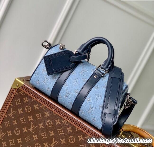 Top Quality Louis Vuitton Keepall Bandoulière 25 Bag in Monogram Heritage Canvas M14681 Blue 2025
