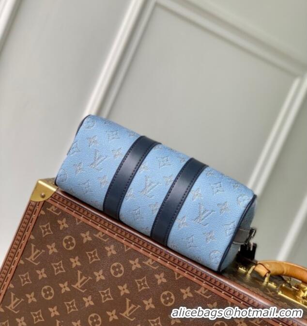 Top Quality Louis Vuitton Keepall Bandoulière 25 Bag in Monogram Heritage Canvas M14681 Blue 2025