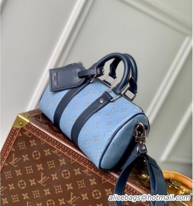 Top Quality Louis Vuitton Keepall Bandoulière 25 Bag in Monogram Heritage Canvas M14681 Blue 2025