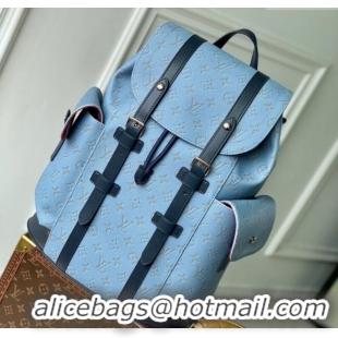Top Design Louis Vuitton Mens Christopher MM Backpack Bag in Monogram Heritage Canvas M14676 Blue 2025