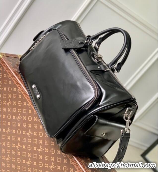 Luxury Cheap Louis Vuitton Keepall Cargo Bandouliere 50 Travel Bag in Black Leather M13992 2025