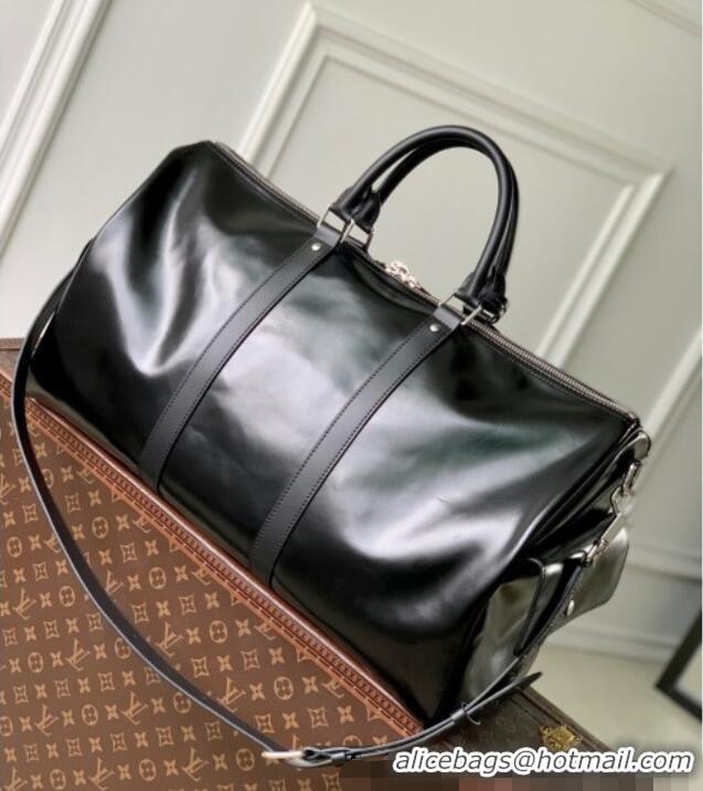 Luxury Cheap Louis Vuitton Keepall Cargo Bandouliere 50 Travel Bag in Black Leather M13992 2025