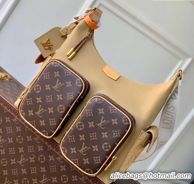 Top Grade Louis Vuitton Mens Hobo Cargo Bag in Beige Leather and Monogram Canvas M12697 2025