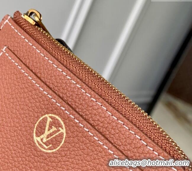 Big Discount Louis Vuitton Low Key Zipped Card Holder Wallet in Calfskin leather M14551 Cognac Brown 2025