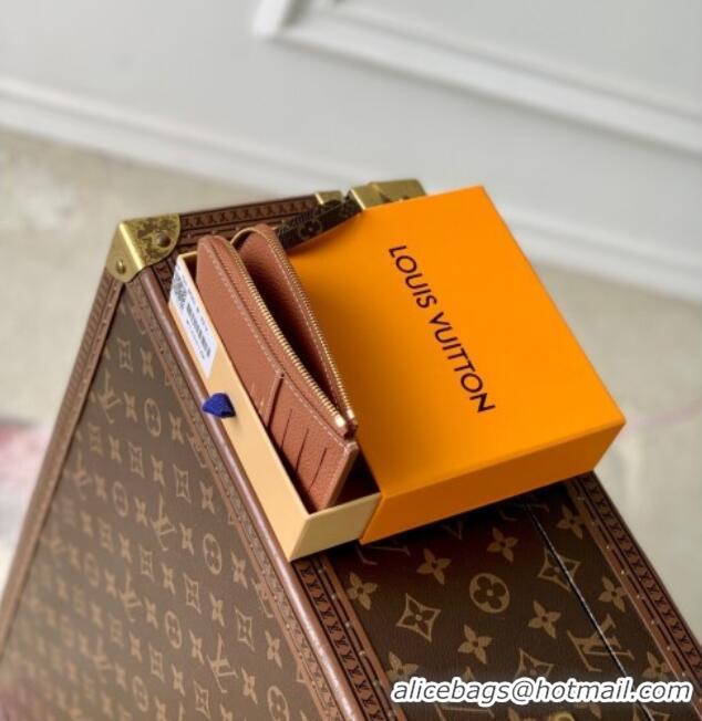 Big Discount Louis Vuitton Low Key Zipped Card Holder Wallet in Calfskin leather M14551 Cognac Brown 2025