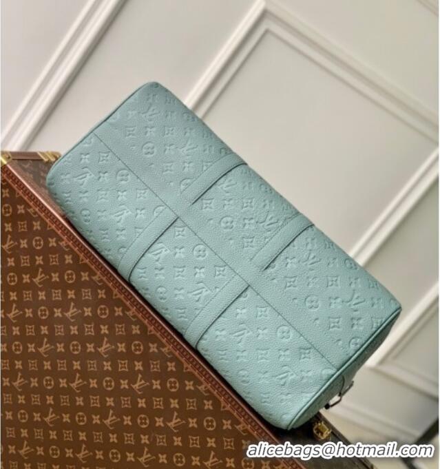 Best Quality Louis Vuitton Men's Keepall Bandouliere 35 Bag in Monogram Leather M13865 Misty Lake Green 2025
