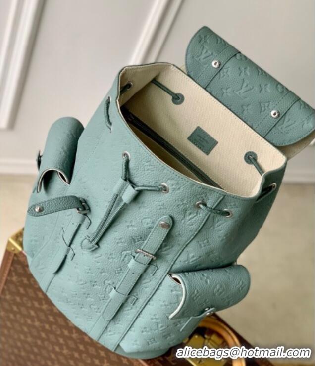 Promotional Louis Vuitton Mens Christopher MM Backpack Bag in Monogram Leather M13863 Misty Lake Green 2025