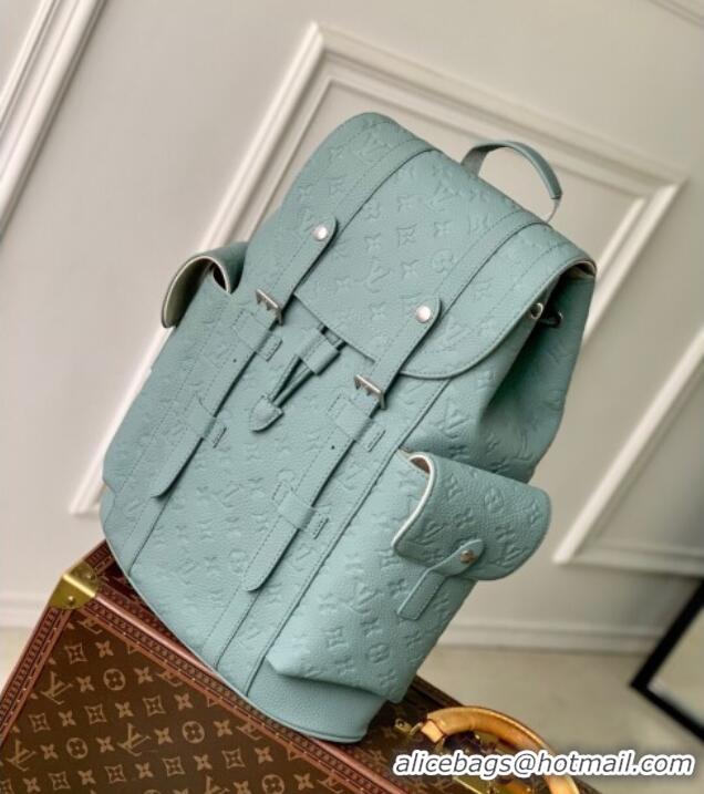 Promotional Louis Vuitton Mens Christopher MM Backpack Bag in Monogram Leather M13863 Misty Lake Green 2025