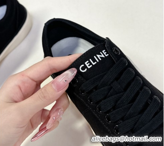 Buy Discount Celine Alan Sneakers with Triomphe in Canvas Black 0428113