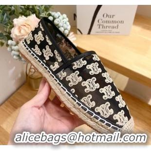 Best Price Celine Espadrilles Flat in Triomphe Logo Mesh Black 0428114