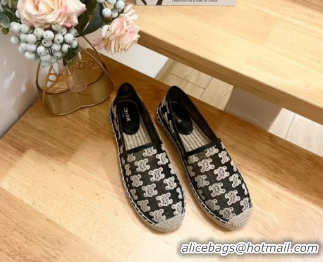 Best Price Celine Espadrilles Flat in Triomphe Logo Mesh Black 0428114