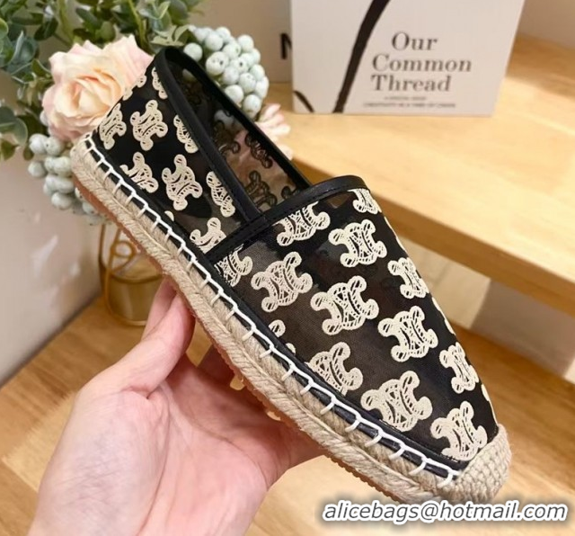 Best Price Celine Espadrilles Flat in Triomphe Logo Mesh Black 0428114