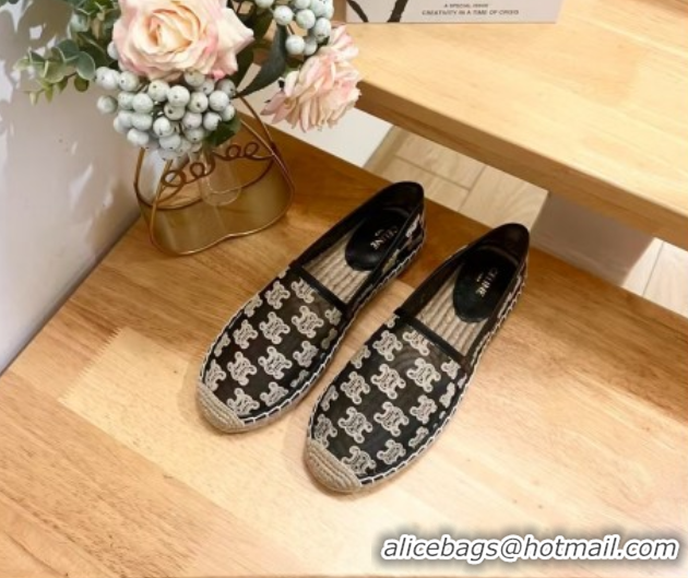 Best Price Celine Espadrilles Flat in Triomphe Logo Mesh Black 0428114