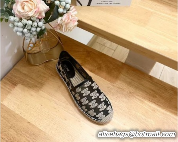 Best Price Celine Espadrilles Flat in Triomphe Logo Mesh Black 0428114
