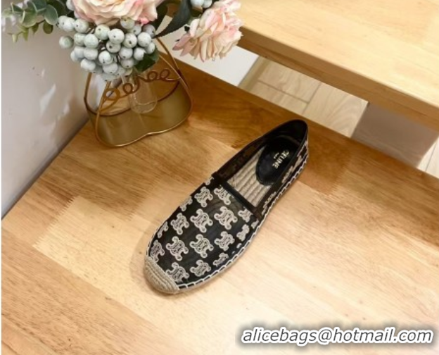 Best Price Celine Espadrilles Flat in Triomphe Logo Mesh Black 0428114