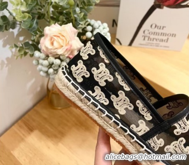 Best Price Celine Espadrilles Flat in Triomphe Logo Mesh Black 0428114