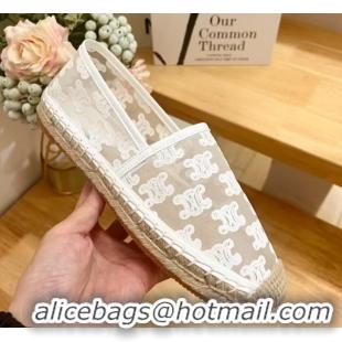 Purchase Celine Espadrilles Flat in Triomphe Logo Mesh White 0428115