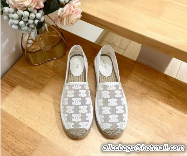 Purchase Celine Espadrilles Flat in Triomphe Logo Mesh White 0428115