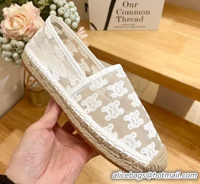 Purchase Celine Espadrilles Flat in Triomphe Logo Mesh White 0428115