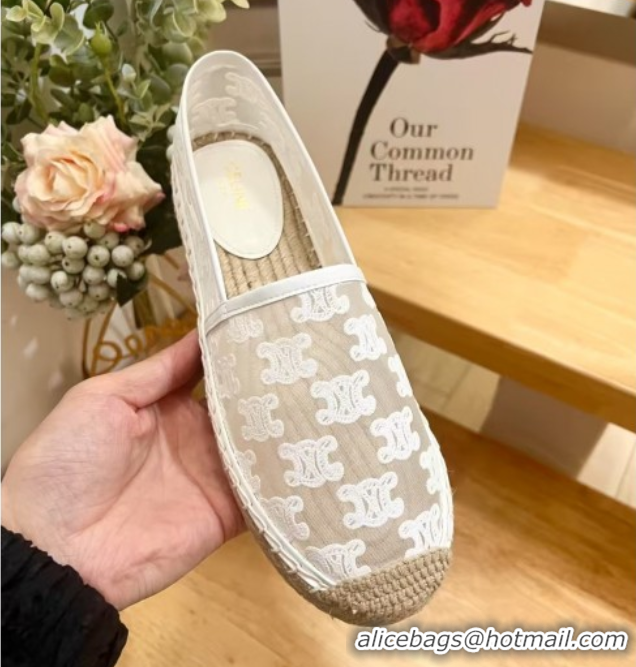 Purchase Celine Espadrilles Flat in Triomphe Logo Mesh White 0428115