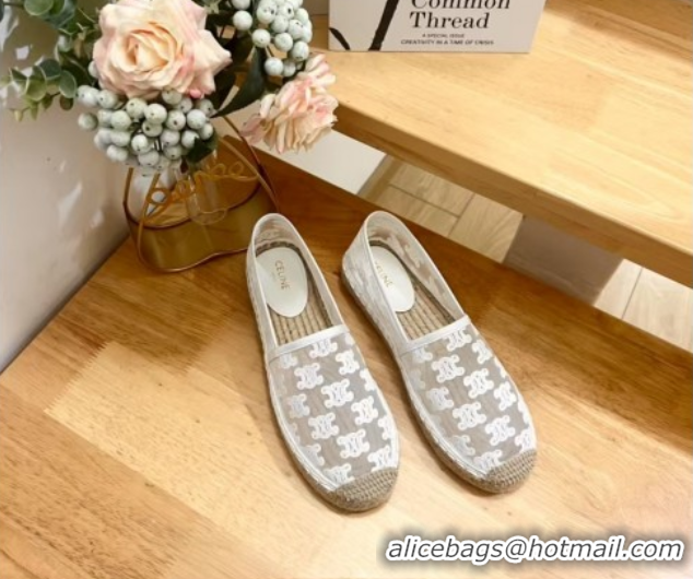 Purchase Celine Espadrilles Flat in Triomphe Logo Mesh White 0428115