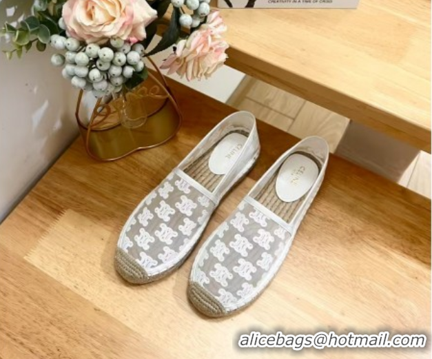 Purchase Celine Espadrilles Flat in Triomphe Logo Mesh White 0428115