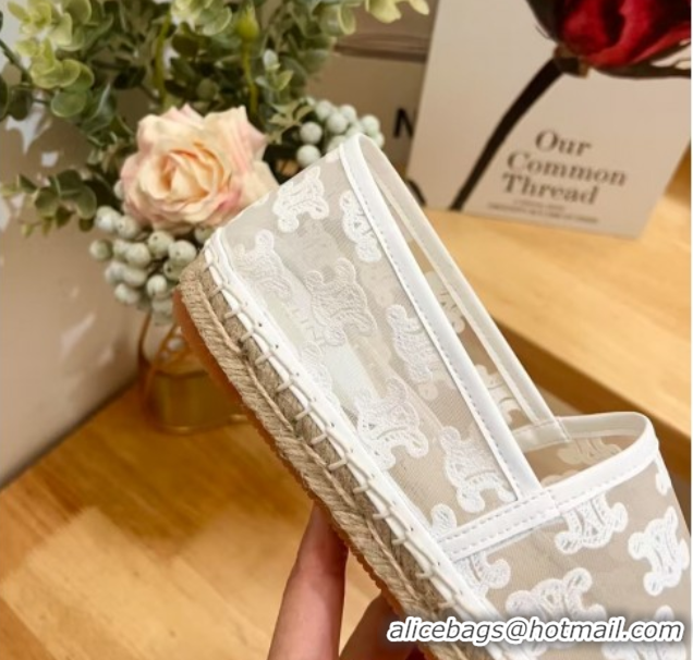 Purchase Celine Espadrilles Flat in Triomphe Logo Mesh White 0428115