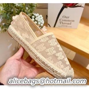 Classic Hot Celine Espadrilles Flat in Triomphe Logo Mesh Nude 0428116