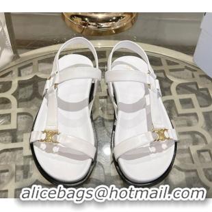Good Looking Celine Maud Flat Sandals in Calfskin Leather White 0428124