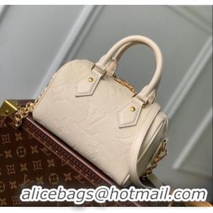 Top Grade Louis Vuitton Speedy Bandouliere 20 Bag in Monogram Empreinte Leather M58954 Cream Beige 2025