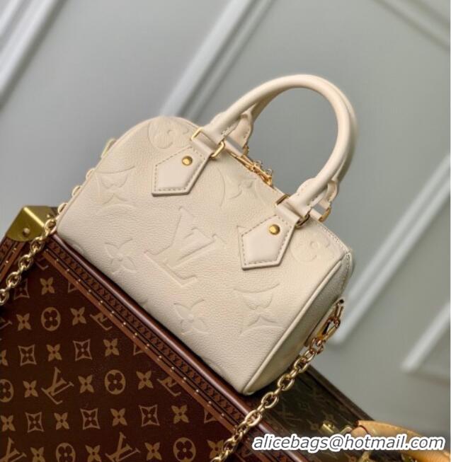 Top Grade Louis Vuitton Speedy Bandouliere 20 Bag in Monogram Empreinte Leather M58954 Cream Beige 2025