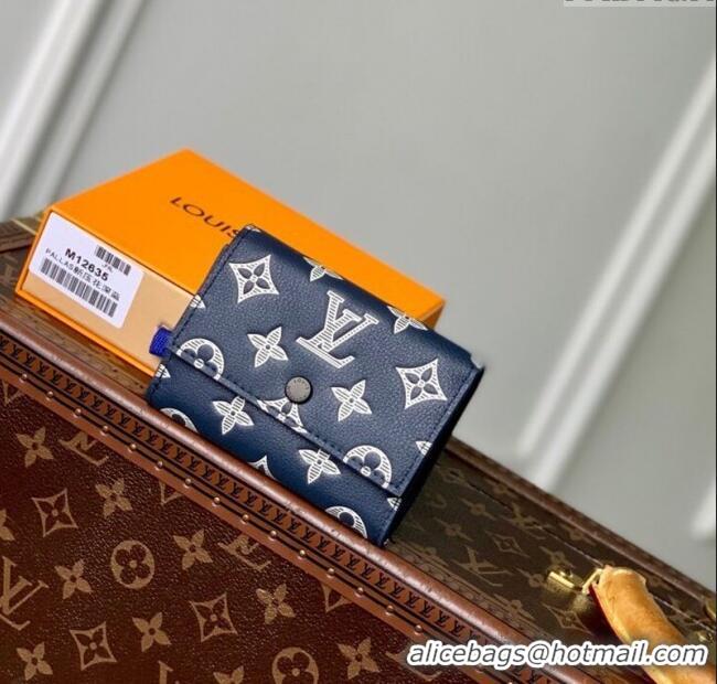 Best Quality Louis Vuitton Victor Wallet in Monogram Shadow Leather M12635 Ink Blue/White 2025