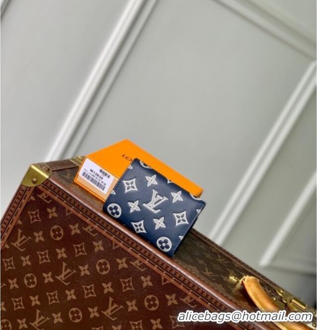 Best Quality Louis Vuitton Victor Wallet in Monogram Shadow Leather M12635 Ink Blue/White 2025