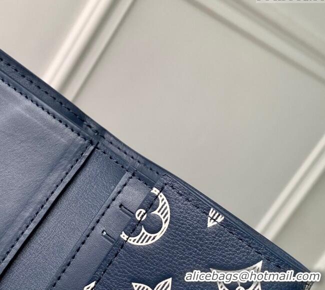 Best Quality Louis Vuitton Victor Wallet in Monogram Shadow Leather M12635 Ink Blue/White 2025