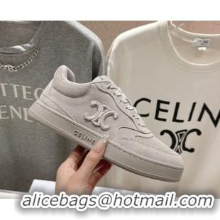 Top Grade Celine Alan Sneakers with Triomphe in Suede Dark Grey 0428127