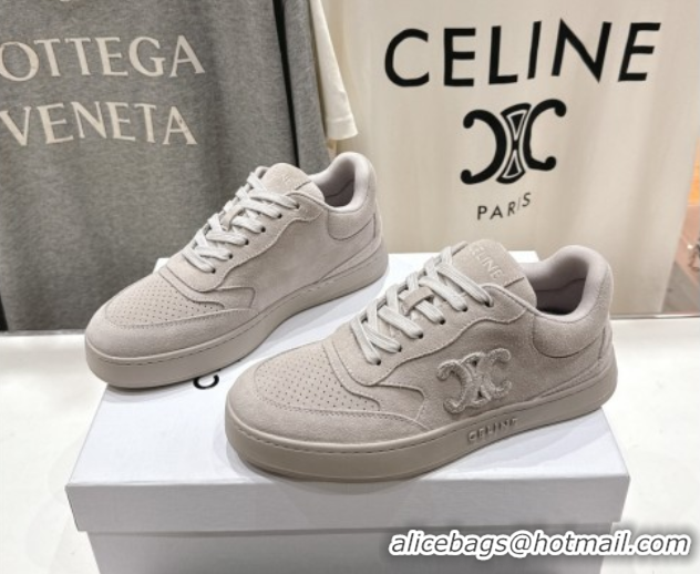 Top Grade Celine Alan Sneakers with Triomphe in Suede Dark Grey 0428127