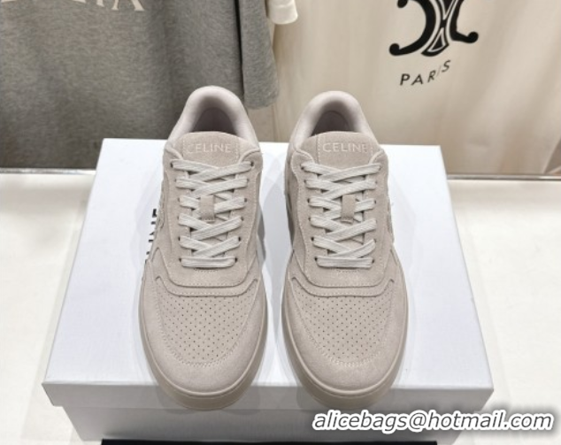 Top Grade Celine Alan Sneakers with Triomphe in Suede Dark Grey 0428127