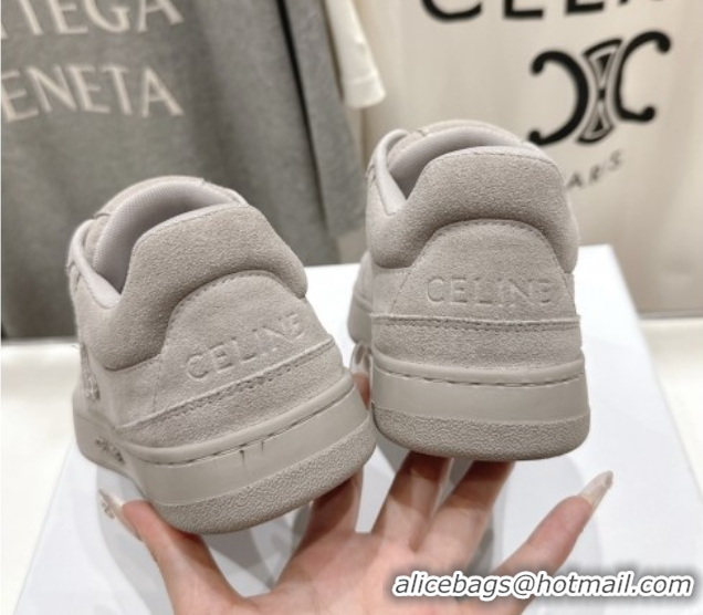 Top Grade Celine Alan Sneakers with Triomphe in Suede Dark Grey 0428127