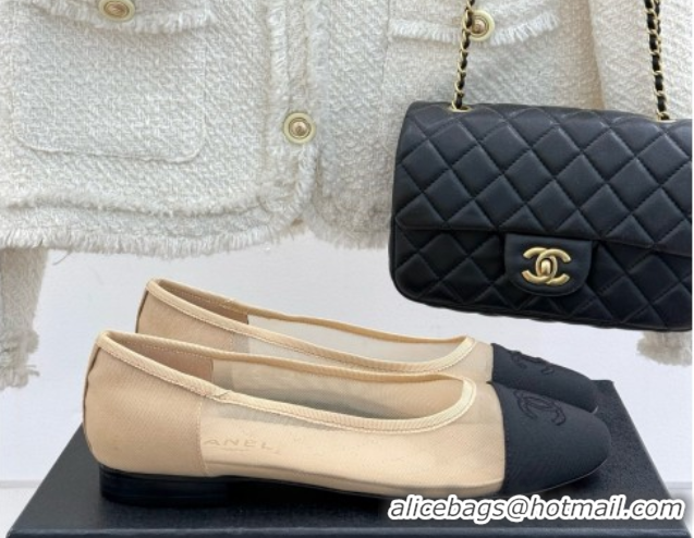 Best Price Chanel Mesh & Grosgrain Ballerina Beige 050906