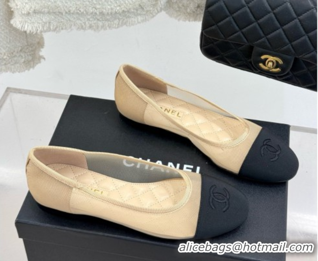 Best Price Chanel Mesh & Grosgrain Ballerina Beige 050906
