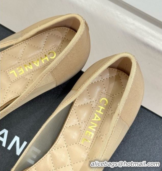 Best Price Chanel Mesh & Grosgrain Ballerina Beige 050906