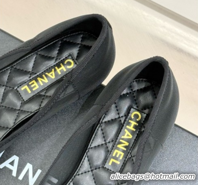 Good Quality Chanel Mesh & Grosgrain Ballerina Black 050907
