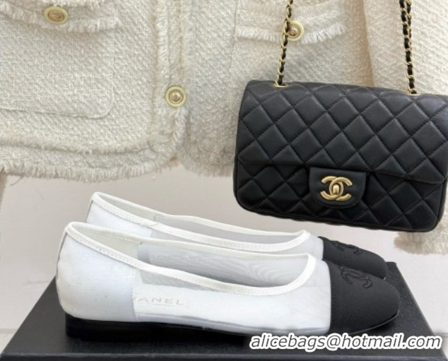 Low Cost Chanel Mesh & Grosgrain Ballerina White 050908