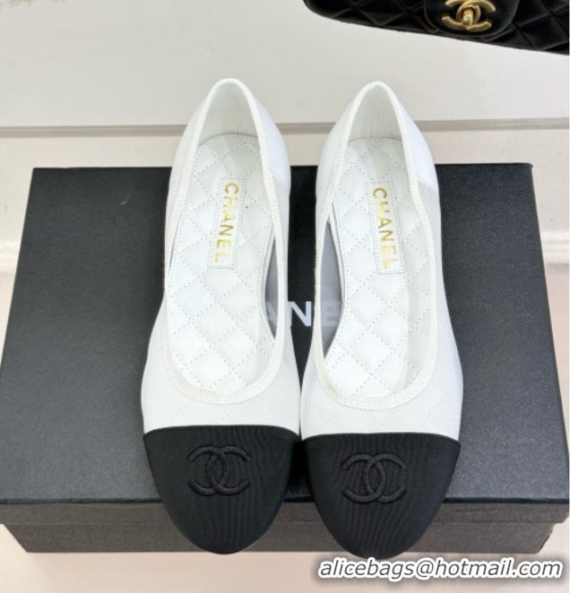 Low Cost Chanel Mesh & Grosgrain Ballerina White 050908