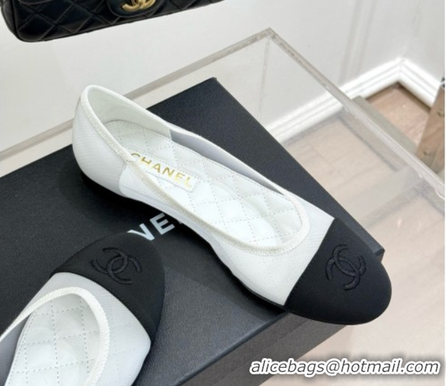 Low Cost Chanel Mesh & Grosgrain Ballerina White 050908