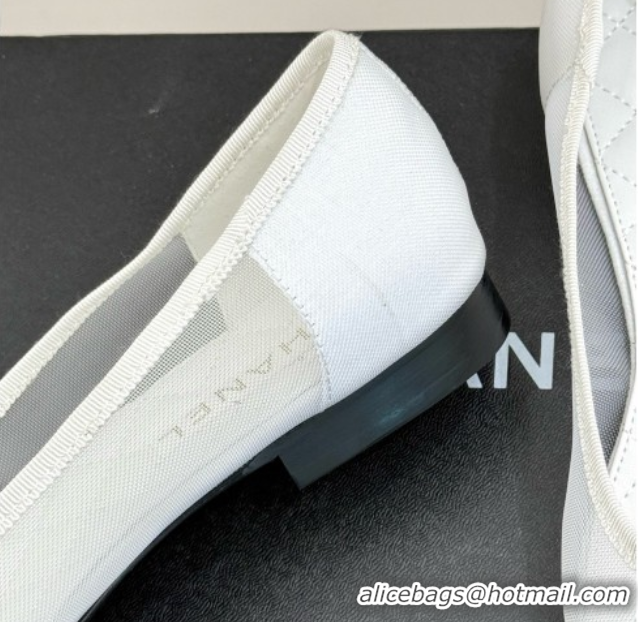 Low Cost Chanel Mesh & Grosgrain Ballerina White 050908