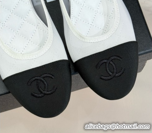 Low Cost Chanel Mesh & Grosgrain Ballerina White 050908